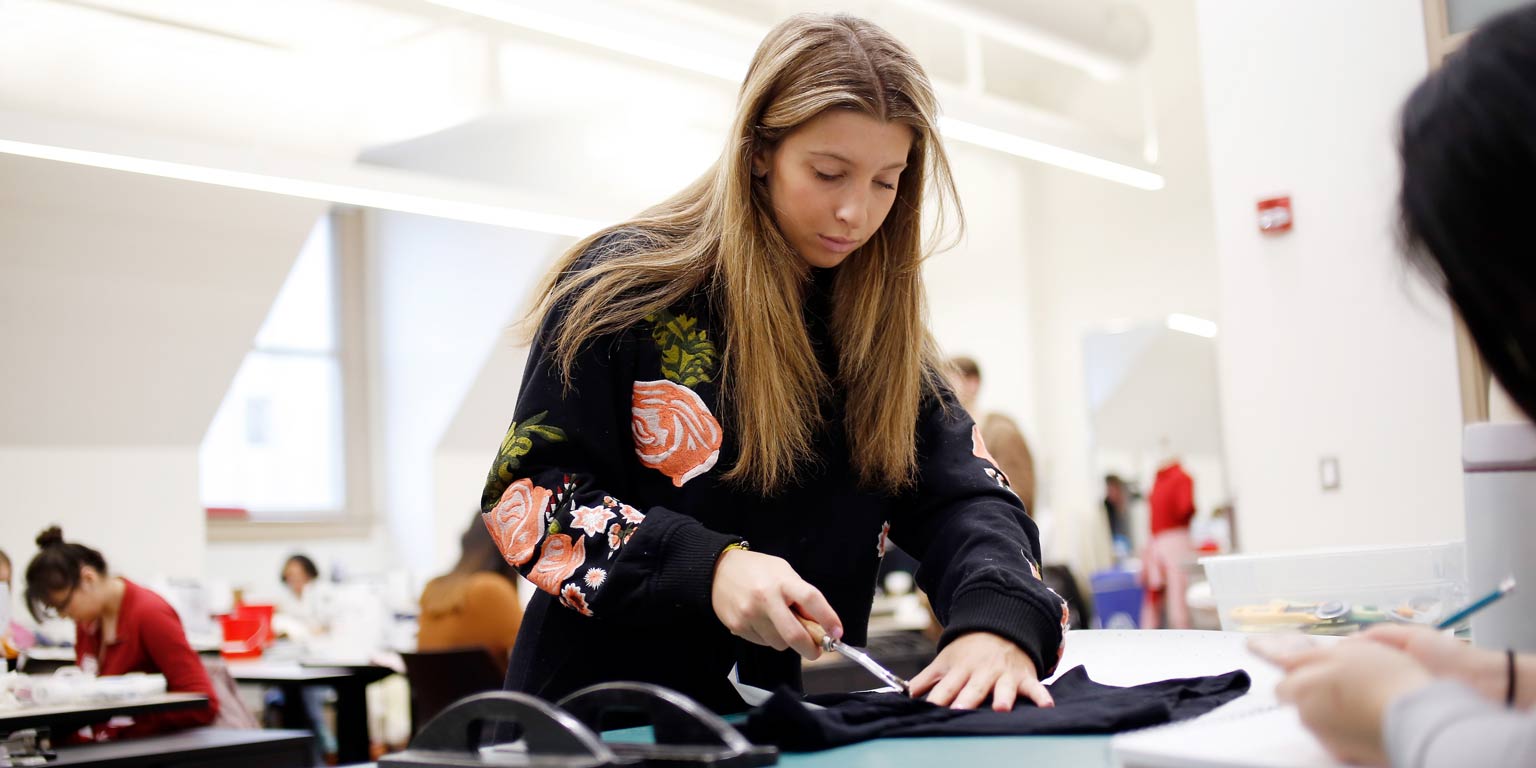 A student works on their project.