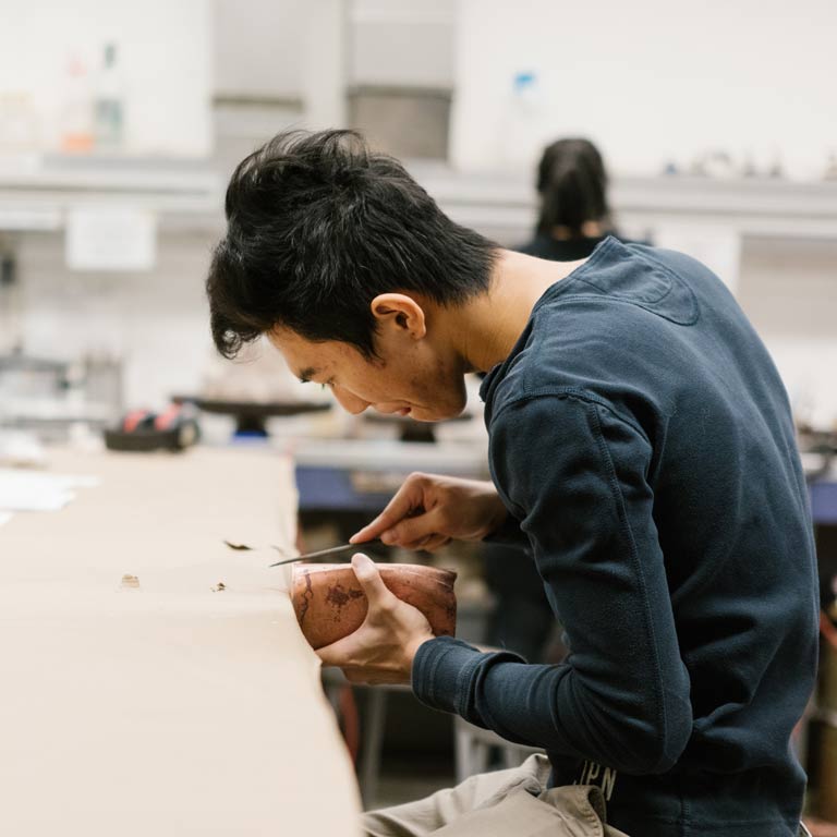 A student works on a project.
