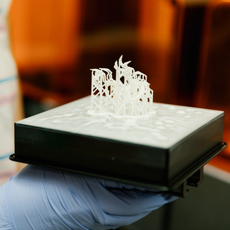 A white 3D printed object.