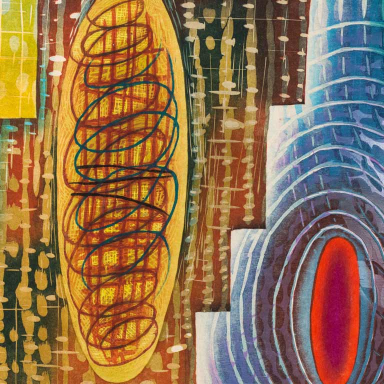 A piece of colorful artwork.